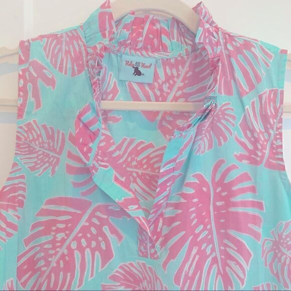 Haley & The Hound Sleeveless Pink & Turquoise Palm Dress Women’s Size M NWOT - Picture 4 of 11